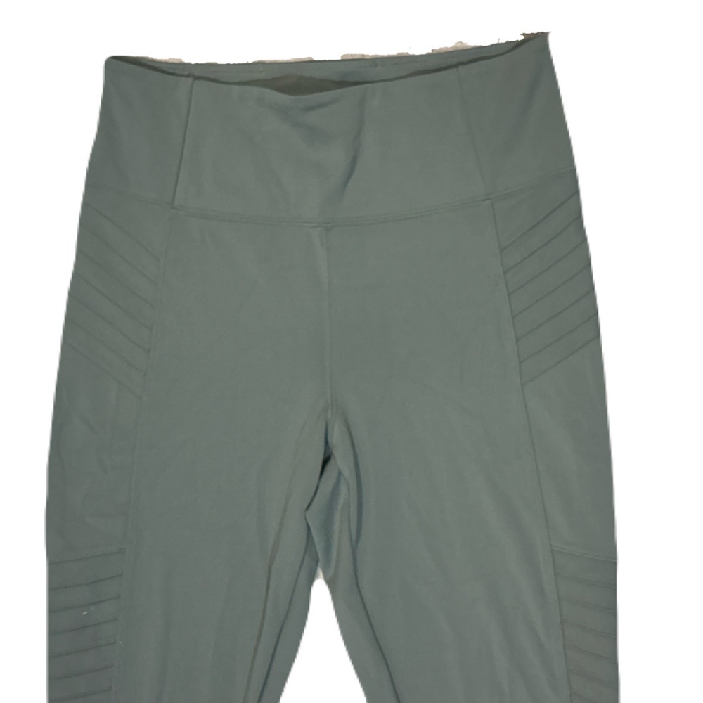 Athleta Delancey Moto Tight Leggings Sage Green Seamless Ribbed High-Rise - Picture 4 of 8